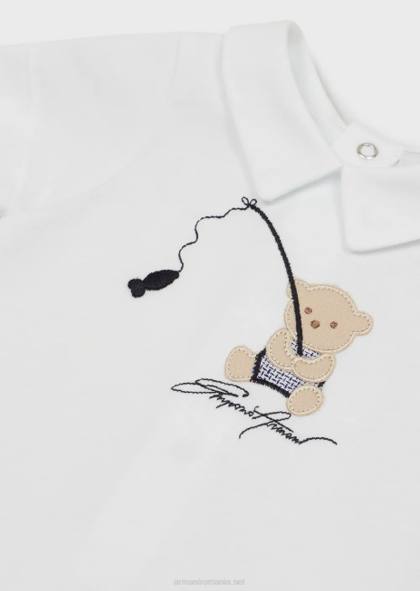 băiat R802G2694 salopeta din jerseu cu broderie de ursuleti Armani model