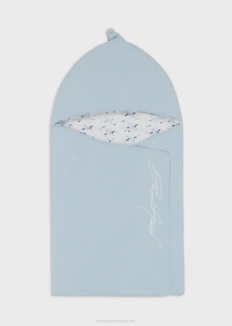 băiat R802G2695 sac de dormit din jerseu piqué cu broderie cu logo-ul semnăturii Armani