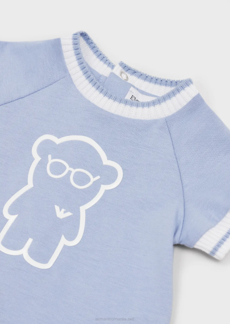 băiat R802G2699 salopetă din jerseu organic cu imprimeu din colecția capsule manga Armani azur