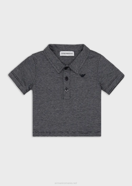 băiat R802G2702 tricou polo din jerseu cu micro dungi Armani albastru marin
