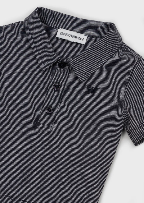 băiat R802G2702 tricou polo din jerseu cu micro dungi Armani albastru marin