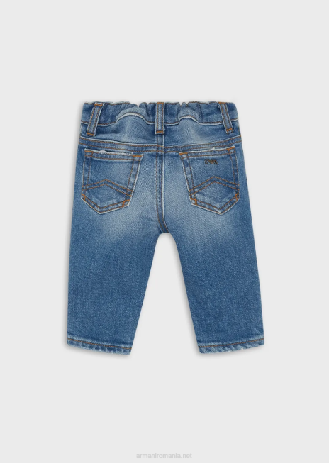 băiat R802G2703 Blugi j07 din denim cu inserție de logo în talie Armani albastru deschis