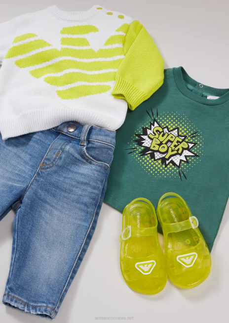 băiat R802G2703 Blugi j07 din denim cu inserție de logo în talie Armani albastru deschis