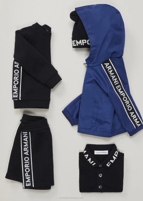 băiat R802G2704 tricou polo din piqué mercerizat cu guler cu logo Armani albastru marin