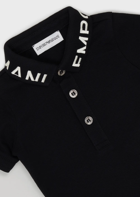 băiat R802G2705 tricou polo din piqué mercerizat cu guler cu logo Armani alb