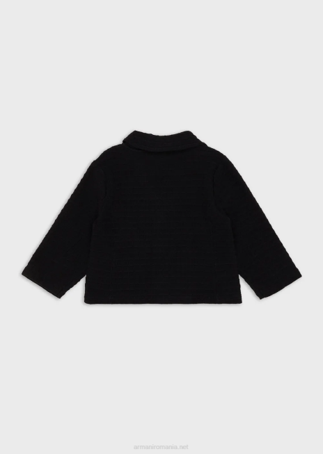 băiat R802G2706 jachetă cu un singur piept din țesătură texturată Armani albastru marin