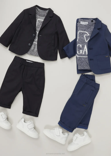 băiat R802G2707 pantaloni din bumbac cu talie elastica Armani albastru marin