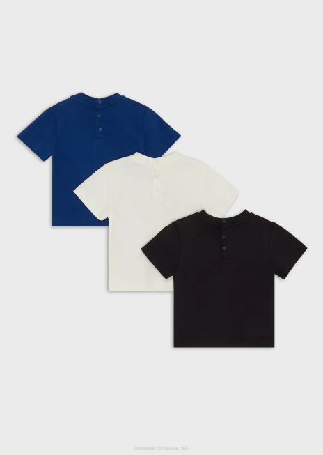 băiat R802G2708 pachet de trei tricouri din jerseu cu imprimeu cu logo Armani model
