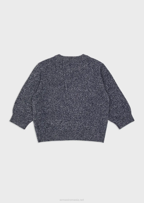 băiat R802G2711 pulover din țesătură melange cu logo-ul jacquard Armani gri deschis