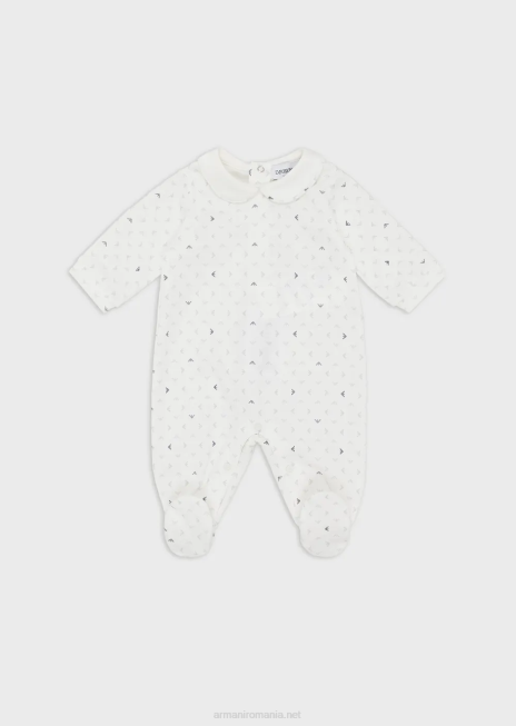 băiat R802G2716 costume cu guler Peter Pan și vultur op-art peste tot Armani alb