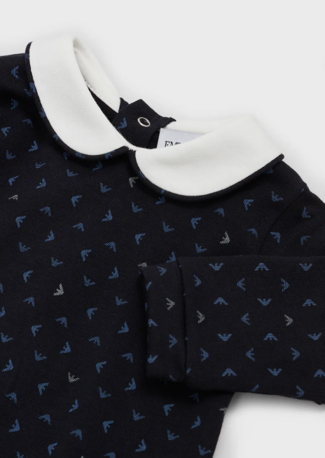 băiat R802G2716 costume cu guler Peter Pan și vultur op-art peste tot Armani alb