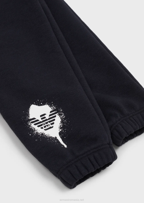 băiat R802G2717 pantaloni de jogging cu logo-ul vultur pictat Armani