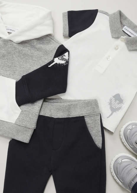 băiat R802G2717 pantaloni de jogging cu logo-ul vultur pictat Armani