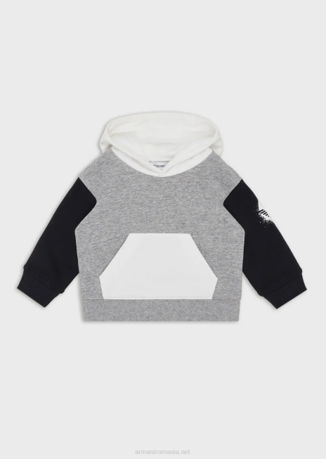 băiat R802G2718 hanorac cu glugă color-block cu logo-ul vultur pictat Armani