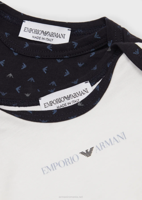 băiat R802G2719 set cadou de două body-uri cu vultur op-art peste tot Armani albastru