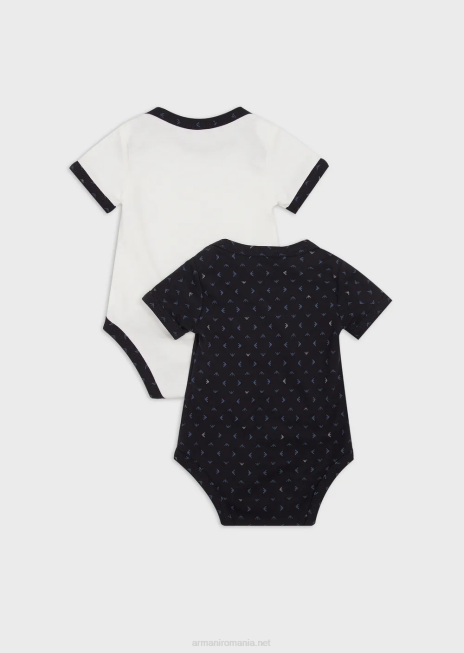 băiat R802G2719 set cadou de două body-uri cu vultur op-art peste tot Armani albastru