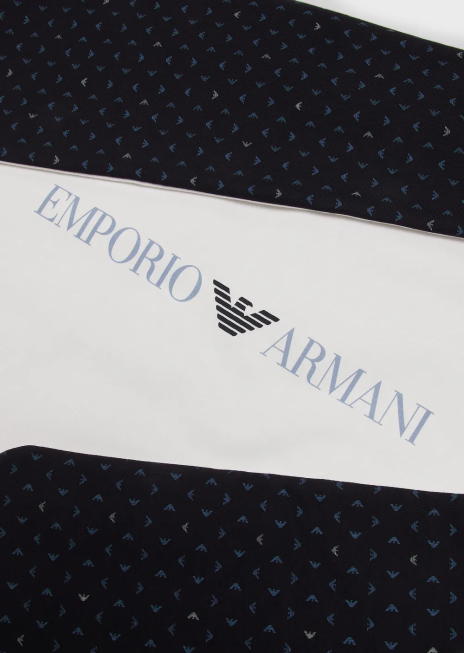 băiat R802G2721 pătură cu două fețe cu logo op-art și vulturi Armani