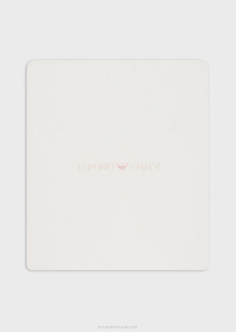 băiat R802G2722 pătură cu două fețe cu logo op-art și vulturi Armani