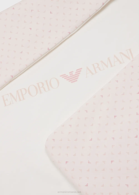 băiat R802G2722 pătură cu două fețe cu logo op-art și vulturi Armani