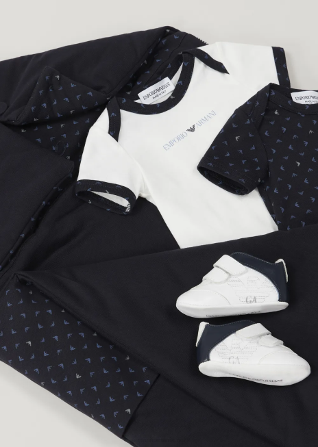 băiat R802G2724 sac de dormit cu imprimeu op-art vultur Armani