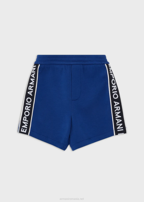 băiat R802G2727 pantaloni scurți din jerseu dublu cu bandă cu logo Armani
