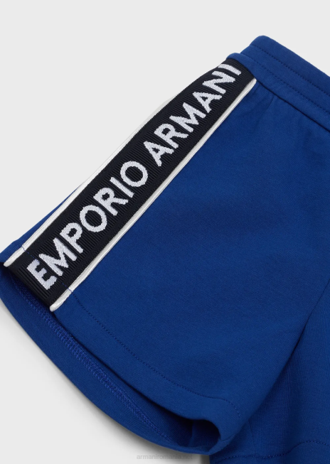 băiat R802G2727 pantaloni scurți din jerseu dublu cu bandă cu logo Armani