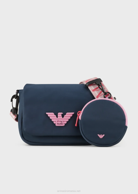 fată R802G2620 geantă messenger din nailon reciclat cu placă vultur Armani