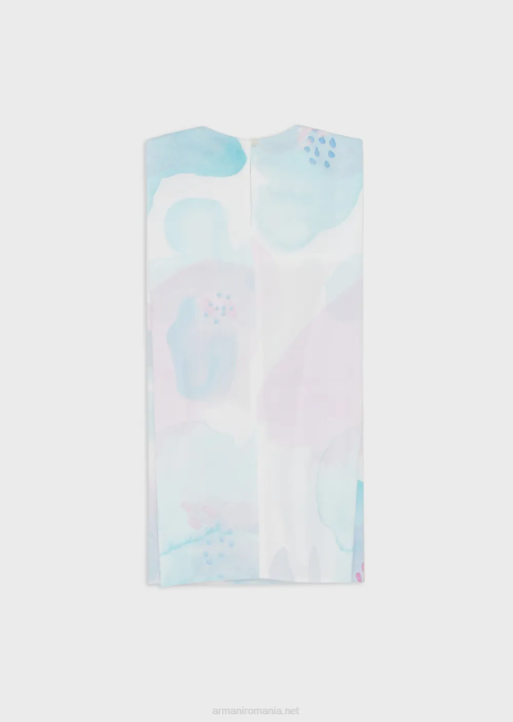 fată R802G2539 rochie din popelin evazat cu imprimeu floral acuarela Armani model