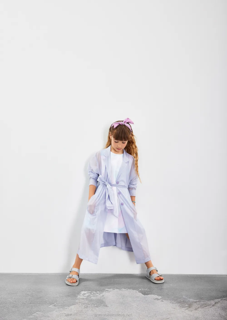 fată R802G2539 rochie din popelin evazat cu imprimeu floral acuarela Armani model