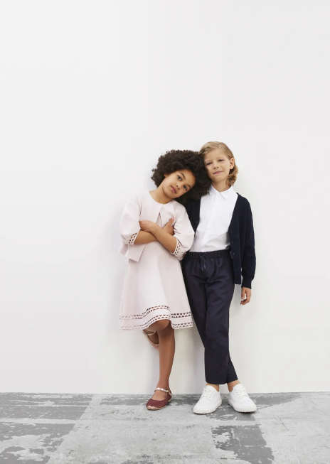 fată R802G2542 rochie evazată din tricot cu profil tăiat cu laser Armani roz