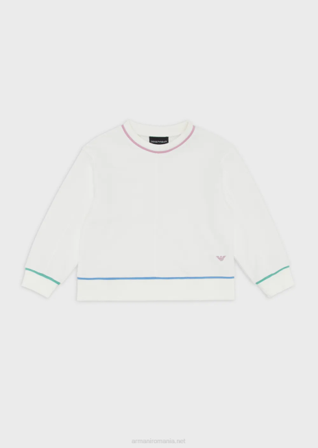 fată R802G2544 hanorac oversize din țesă franțuzească cu detalii contrastante Armani alb