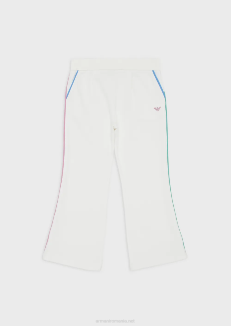 fată R802G2545 pantaloni French Terry cu detalii contrastante Armani alb