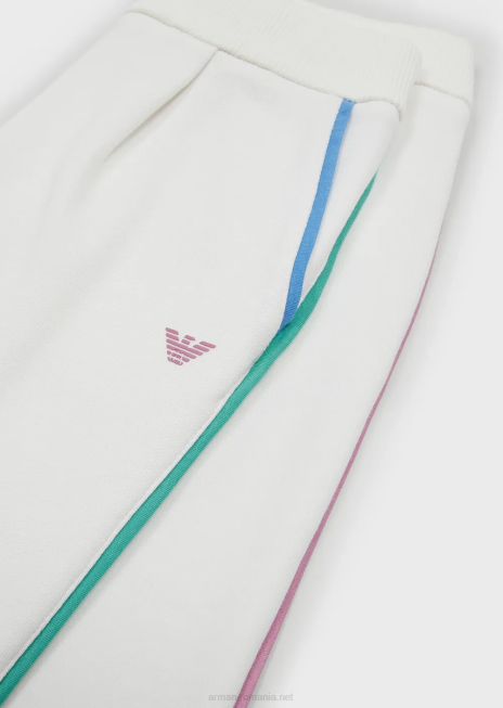 fată R802G2545 pantaloni French Terry cu detalii contrastante Armani alb