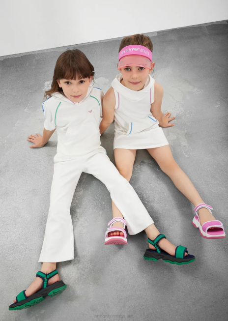 fată R802G2545 pantaloni French Terry cu detalii contrastante Armani alb