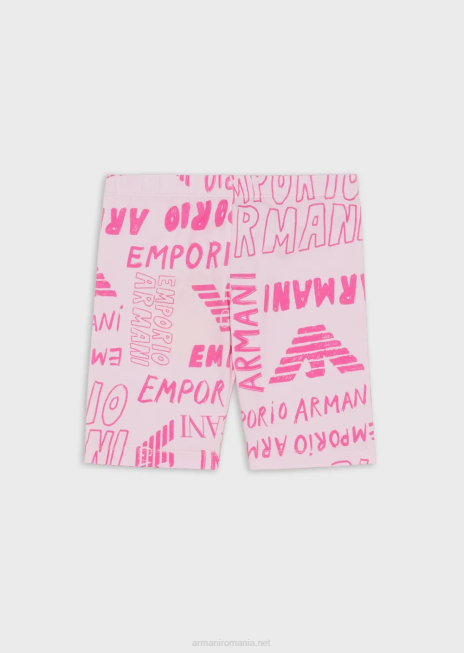fată R802G2548 jambiere de ciclism din tricot cu inscripții pe toată suprafața ea Armani roz