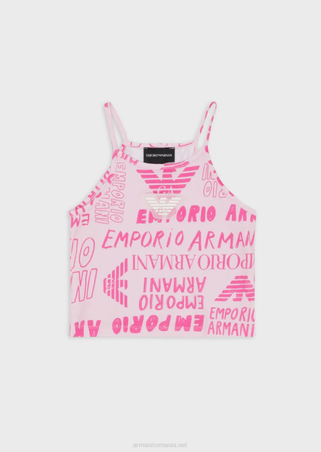 fată R802G2549 Maieu din jerseu cu inscripții pe toată suprafața ei Armani roz