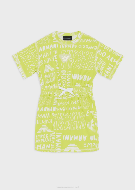 fată R802G2550 rochie cu șnur cu inscripții ea crew peste tot Armani galben