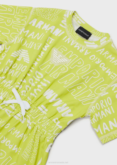 fată R802G2550 rochie cu șnur cu inscripții ea crew peste tot Armani galben