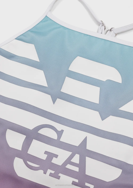 fată R802G2551 Costum de baie dintr-o singură piesă din poliester reciclat cu vultur supradimensionat Armani roz