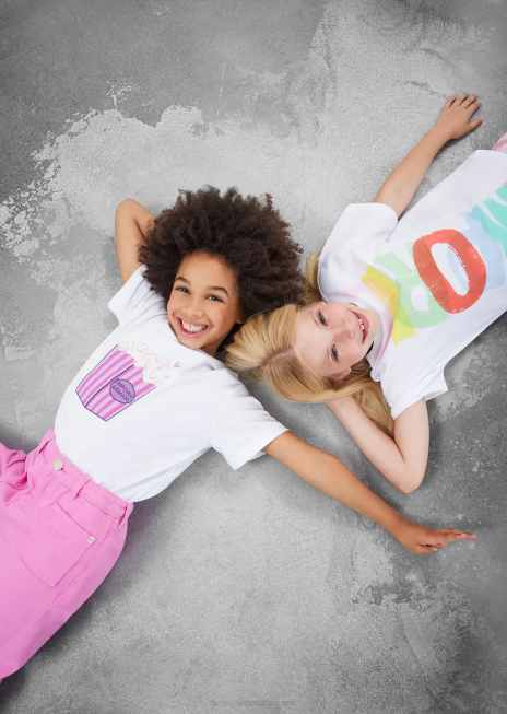 fată R802G2559 tricou supradimensionat din jerseu organic cu logo-ul supradimensionat Armani alb