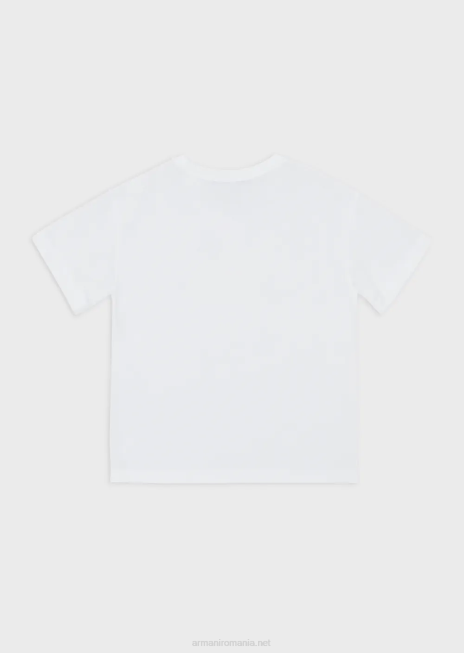 fată R802G2560 tricou din jerseu cu imprimeu floricele de porumb Armani alb