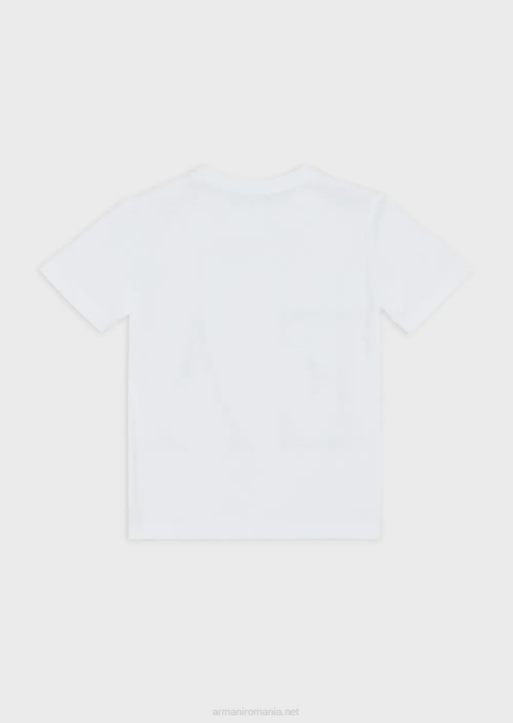 fată R802G2561 tricou din tricou cu imprimeu cu logo Armani alb