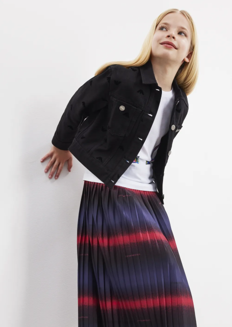 fată R802G2561 tricou din tricou cu imprimeu cu logo Armani alb