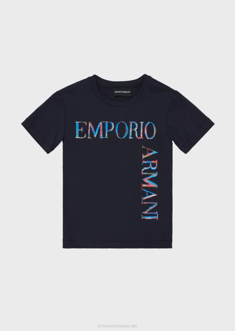 fată R802G2562 tricou din tricou cu imprimeu cu logo Armani albastru