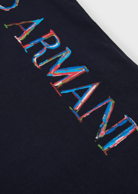 fată R802G2562 tricou din tricou cu imprimeu cu logo Armani albastru