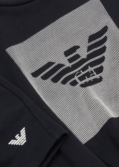 fată R802G2565 Set de hanorac și pantaloni scurți din jerseu ușor Armani albastru marin