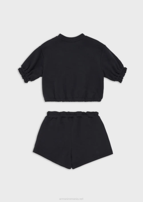 fată R802G2565 Set de hanorac și pantaloni scurți din jerseu ușor Armani albastru marin