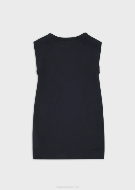 fată R802G2566 Rochie ușoară din jerseu din lână, cu model de vultur supradimensionat Armani logo albastru