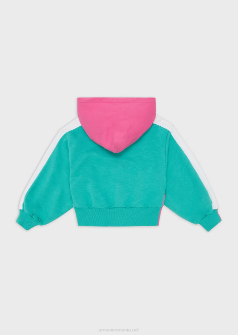 fată R802G2568 hanorac cu glugă și fermoar cu ea crew eagle supradimensionat Armani verde