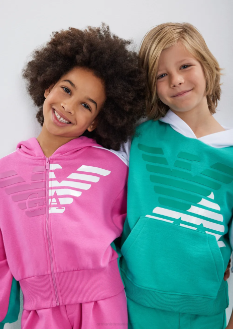 fată R802G2568 hanorac cu glugă și fermoar cu ea crew eagle supradimensionat Armani verde